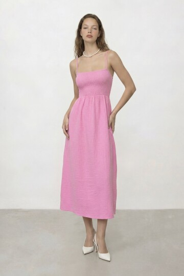 Askılı Gipeli Midi Elbise