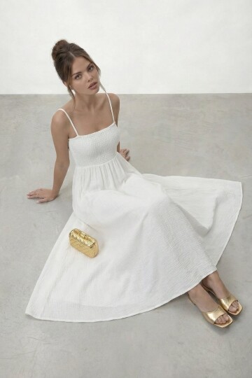 Askılı Gipeli Midi Elbise