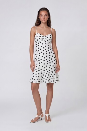 Ayarlanabilinir Askılı Sırt Fermuarlı İçi Astarlı Valonlu Elbise