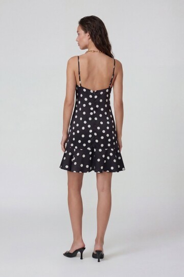 Ayarlanabilinir Askılı Sırt Fermuarlı İçi Astarlı Valonlu Elbise