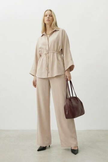 Bağlamalı Gömlek Ve Pantolon Takım