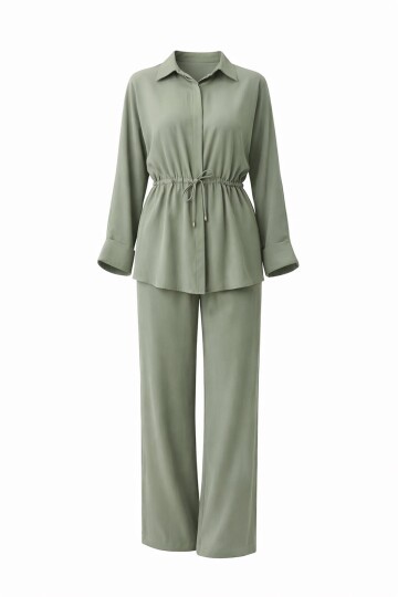 Bağlamalı Gömlek Ve Pantolon Takım