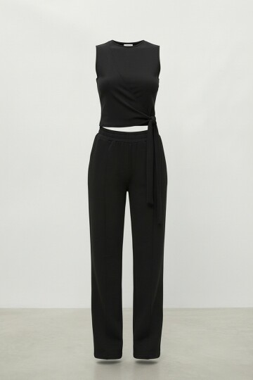 Bağlamalı Kolsuz Bluz Ve Pantolon Takım