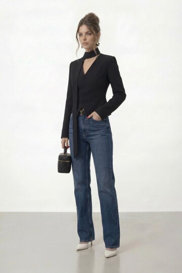 Bağlamalı V Yaka Uzun Kol Bluz