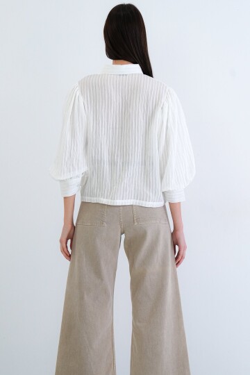 Balon Kol Transparan Gömlek