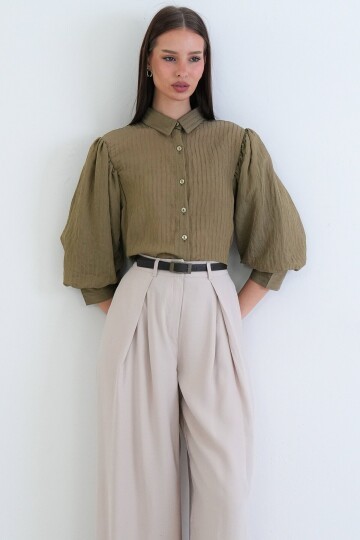 Balon Kol Transparan Gömlek