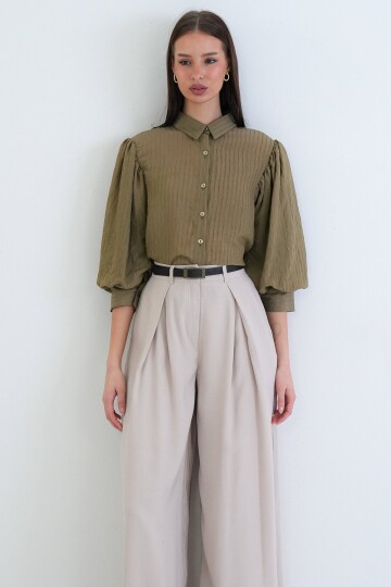 Balon Kol Transparan Gömlek