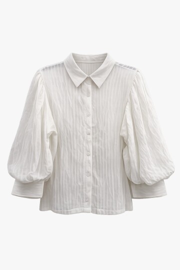 Balon Kol Transparan Gömlek