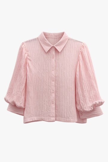 Balon Kol Transparan Gömlek