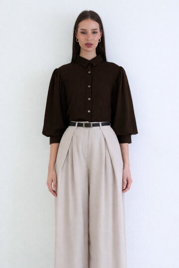 Balon Kol Transparan Gömlek