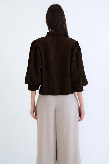 Balon Kol Transparan Gömlek