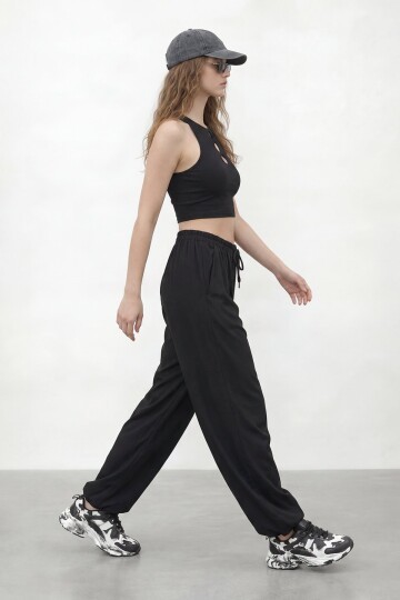 Beli Bağcıklı Jogger Pantolon