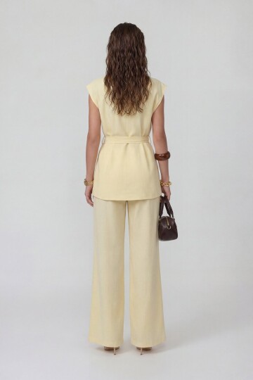 Beli Lastikli Çift Cepli Pantolon Ve Kolsuz Ceket Müslim Takım