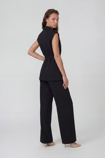 Beli Lastikli Çift Cepli Pantolon Ve Kolsuz Ceket Müslim Takım