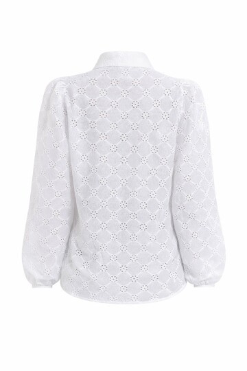 Beyaz Güpür Dokuma Premıum Gömlek