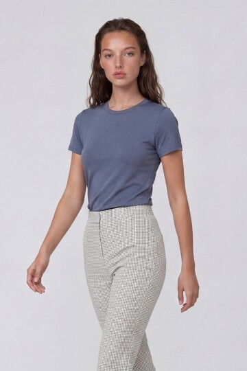 Bisiklet Yaka Basic Bluz