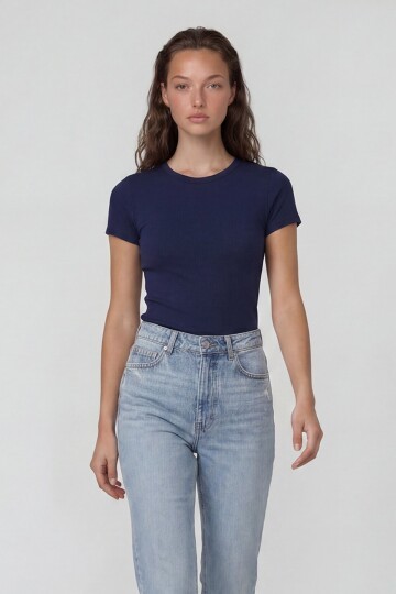 Bisiklet Yaka Basic Bluz