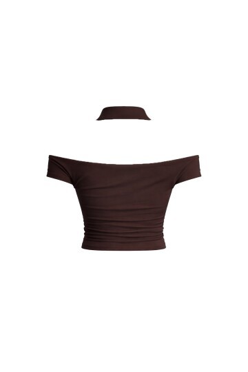 Boyundan Askılı Drapeli Dar Kalıp Bluz