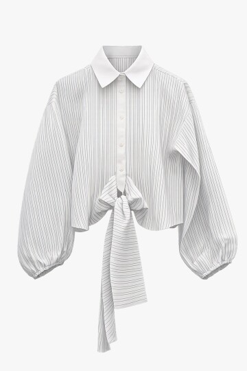 Çizgili Bağlama Detaylı Gömlek