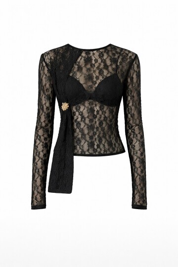 Dantel Detaylı Transparan Bluz