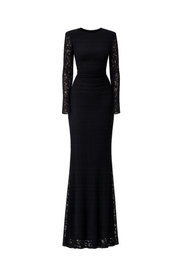 Dantelli Uzun Kol Midi Boy Elbise