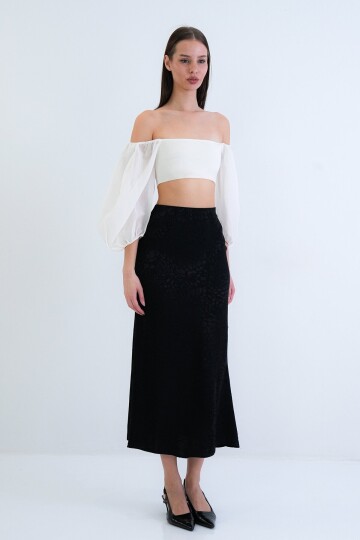 Desenli Midi Boy Etek