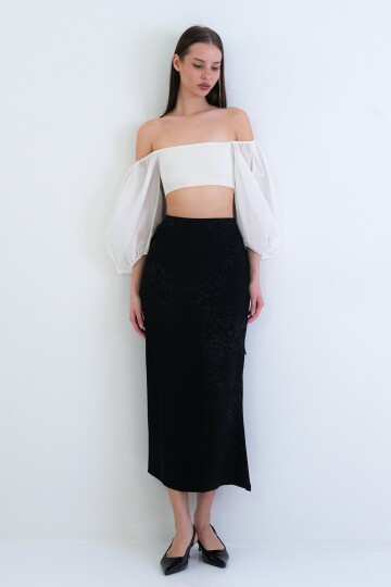 Desenli Midi Boy Etek