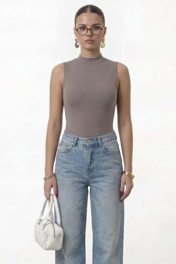 Dik Yaka Kolsuz Basic Bluz