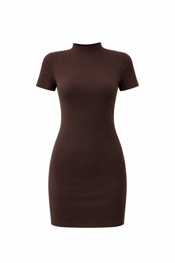 Dik Yaka Mini Elbise