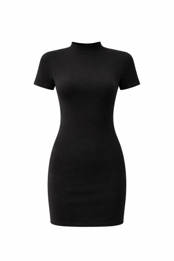 Dik Yaka Mini Elbise