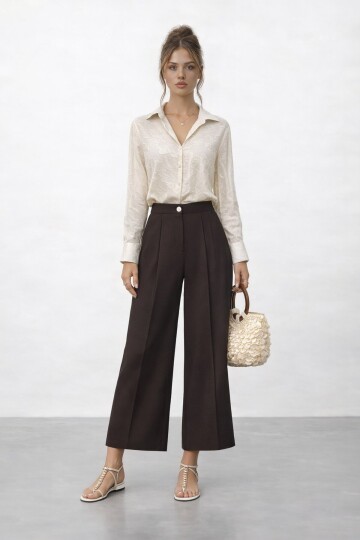 Dokulu Düğmeli Uzun Kol Gömlek