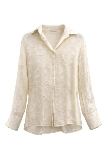 Dokulu Düğmeli Uzun Kol Gömlek