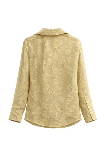 Dokulu Düğmeli Uzun Kol Gömlek