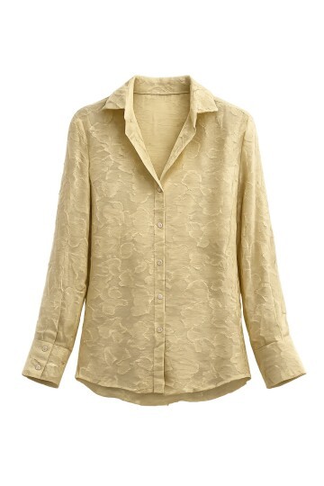 Dokulu Düğmeli Uzun Kol Gömlek