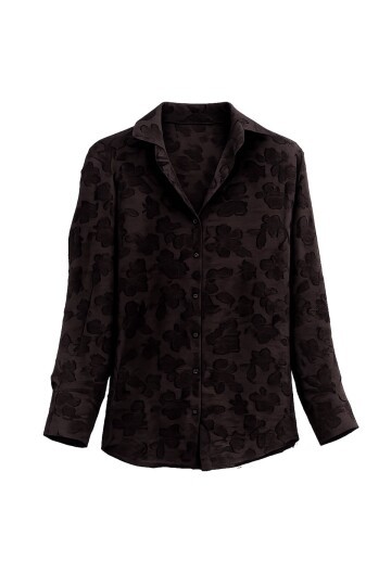 Dokulu Düğmeli Uzun Kol Gömlek