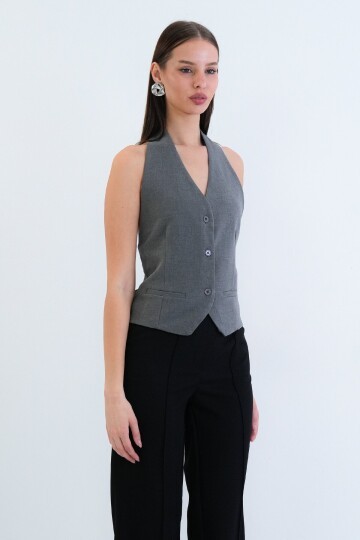 Düğme Kapamalı Klasik Yelek