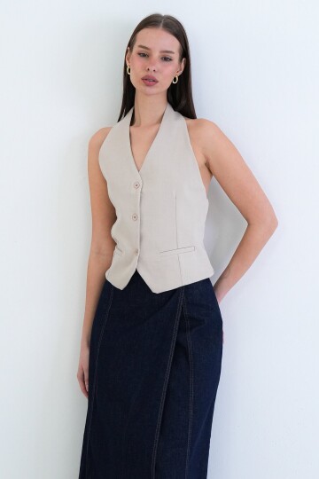 Düğme Kapamalı Klasik Yelek