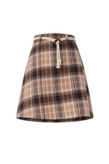 Ekoseli Bağlamalı Mini Etek