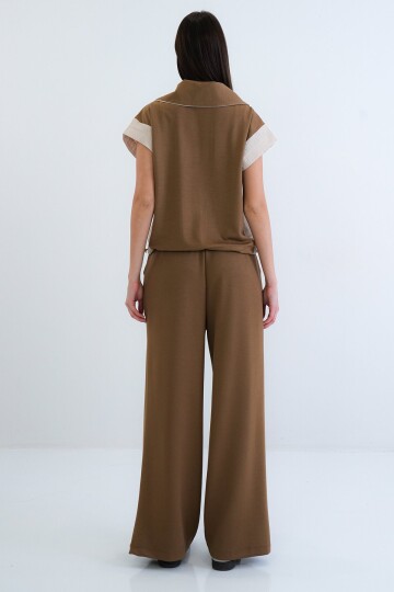 Fermuarlı Yelek Ve Beli Lastikli Pantolon Takım