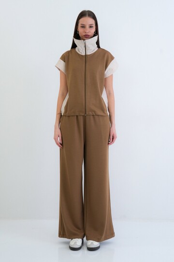 Fermuarlı Yelek Ve Beli Lastikli Pantolon Takım