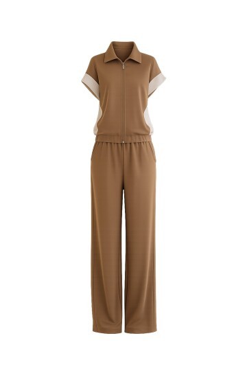 Fermuarlı Yelek Ve Beli Lastikli Pantolon Takım