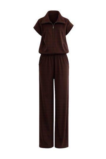 Fermuarlı Yelek Ve Beli Lastikli Pantolon Takım