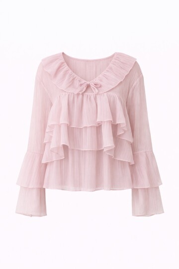 Fırfırlı Volan Kol Şifon Bluz