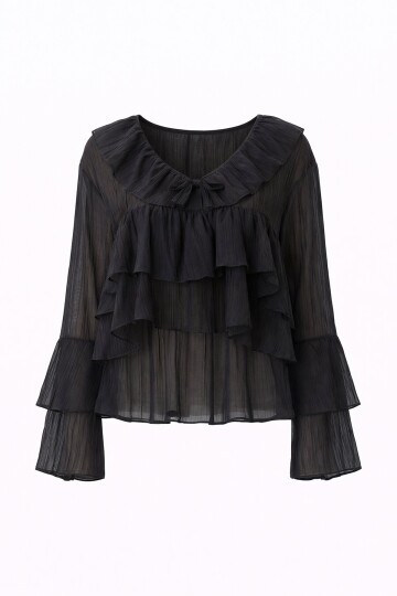 Fırfırlı Volan Kol Şifon Bluz