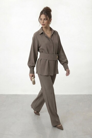 Gizli Patlı Kemerli Gömlek Ve Pantolon Takım