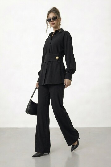 Gizli Patlı Kemerli Gömlek Ve Pantolon Takım