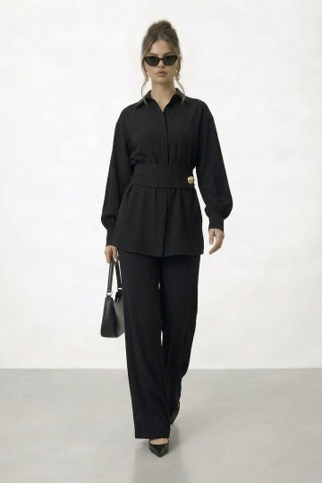 Gizli Patlı Kemerli Gömlek Ve Pantolon Takım