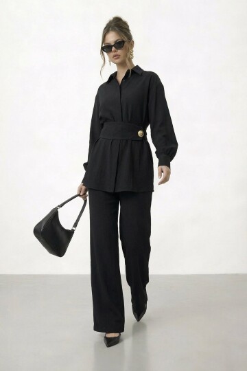 Gizli Patlı Kemerli Gömlek Ve Pantolon Takım