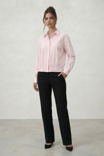 Gizli Patlı Lastik Bel Detaylı Gömlek