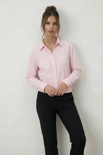 Gizli Patlı Lastik Bel Detaylı Gömlek